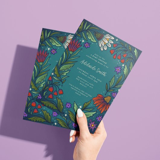 Dusk Romance Floral Baby shower Kaart