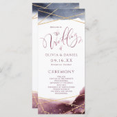 Dusk Waterverf Geometric Modern Wedding Programme Menu (Voorkant / Achterkant)