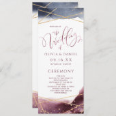 Dusk Waterverf Geometric Modern Wedding Programme Menu (Voorkant / Achterkant)