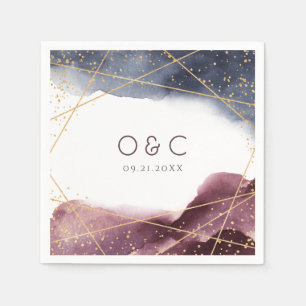 Dusk Waterverf Geometric Modern Wedding Servet