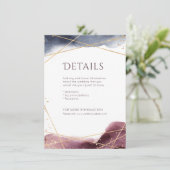Dusk Waterverf Geometrisch Modern Bruiloft details Informatiekaartje (Staand voorkant)