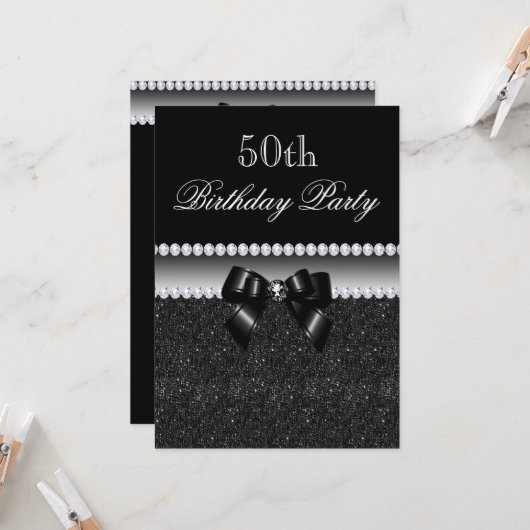 Dusky Black verjaardagsfeestje Kaart (Voorkant / Achterkant in situ)