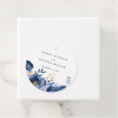 Dusky Blauw Goud Bloemen Bruiloft Bedankjes Labels (In situ)