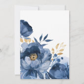 Dusky Blauw Goud Bloemen Bruiloft Save The Date (Achterkant)