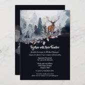 Dusky blauw grijs leisteen waterverf hert bosbomen kaart (Voorkant / Achterkant)