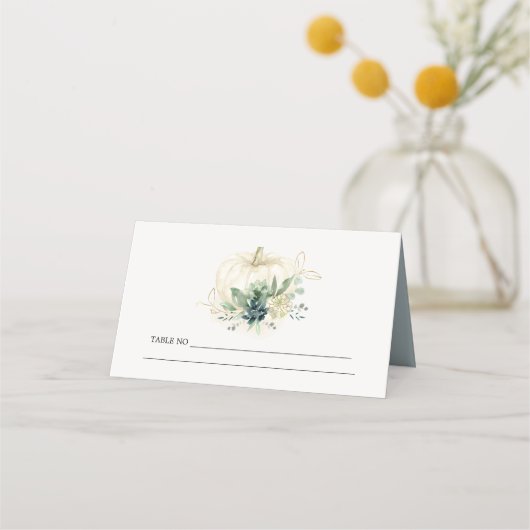 Dusky Blauw Groen Goud Succulent Pompoen Bruiloft (Achterkant)