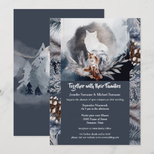 Dusky blauwe grijze waterverf wolvenbomen kaart