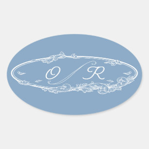 Dusky Blue Coast Minimal Wedding Ovale Sticker