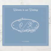 Dusky Blue Coast Minimal Wedding Sparkling Wijnetiket (Enkel label)