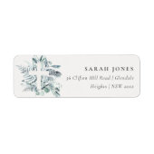 Dusky Blue Eucalyptus Fern Foliage Cross-adres Etiket (Voorkant)