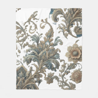 Dusky Blue Floral Brocade patroon Fleece Deken
