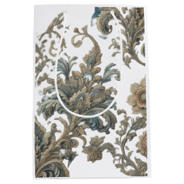 Dusky Blue Floral Brocade patroon Medium Cadeauzakje