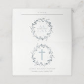 Dusky Blue Floral Laurel Wreater Monogram Baptisme (Buitenkant ongevouwen)