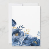 Dusky Blue Gold Floral Faire-part de mariage (Dos)