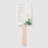 Dusky Blue Green Succulent Foliage Wedding Program Handwaaier (Achterkant)