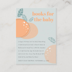Dusky Blue Oranje Fruity Books voor Baby shower Informatiekaartje