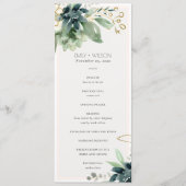 Dusky Blue Succulent Mariage Ceremony Programme (Devant)