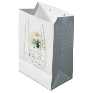 Dusky Blue Succulent Pumpkin Baby shower Medium Cadeauzakje