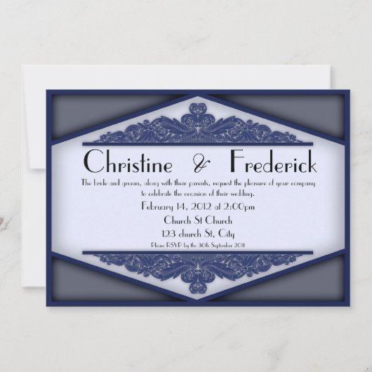 Dusky Blue Vintage, invitation 5" x 7". (Devant)