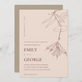 DUSKY BLUSH LINE DRAADLOOS WEDDING INVITE BEDANKKAART (Voorkant / Achterkant)