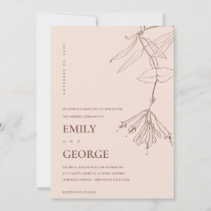 DUSKY BLUSH LINE DRAADLOOS WEDDING INVITE BEDANKKAART