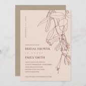 DUSKY BLUSH LINE DRAWING FLORA VRIJGEZELLENFEEST K BEDANKKAART (Voorkant / Achterkant)