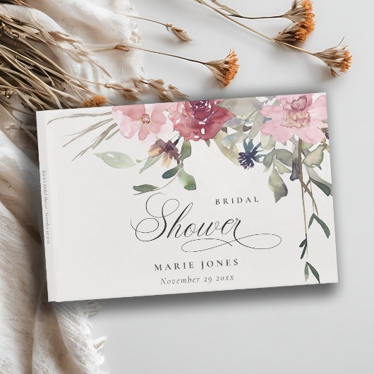 Dusky Blush Roze Wilde Bloem Bruiloft Gastenboek