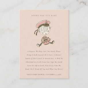 Dusky Blush Sailor Nautical Books for Baby shower Informatiekaartje