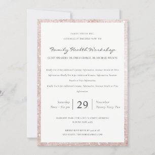 Dusky Blush Shiny Glitter Workshop Event Uitnodige Bedankkaart
