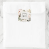 Dusky Blush Waterverf Pioen Bloemen Logo Business Vierkante Sticker (Tas)