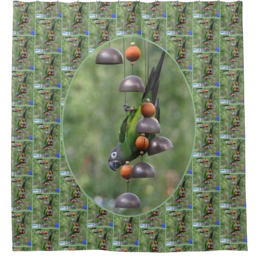 Dusky Conure Parrot Upside Down Bird  Douchegordijn (Voorkant)