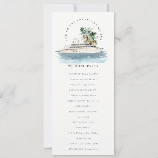 Dusky Cruise Ship Palm Seascape Wedding Programme (Dos)