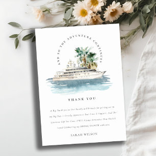 Dusky Cruise Ship Palm Zeegezicht Bruiloftsfeest Bedankkaart