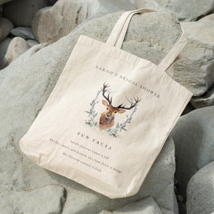 Dusky Deer Floral Crest Fun Facts Vrijgezellenfees Tote Bag