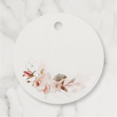 Dusky Fall Marsala Blush Bloemige Bruiloftsdouche Bedankjes Labels (Achterkant)