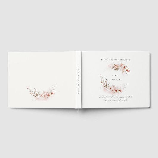 Dusky Fall Marsala Blush Bloemrijke Bruiloftsdouch Gastenboek (Volledig)