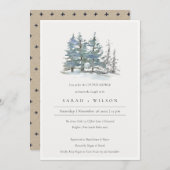 Dusky Green Blue Pine Woods Couples Invitation dou (Devant / Derrière)