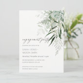 Dusky Green Leafy Fern Succulent Verloving Invite Bedankkaart (Staand voorkant)