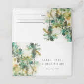 Dusky Green Tropical Waterverf Palm Trees Wedding (Buitenkant ongevouwen)