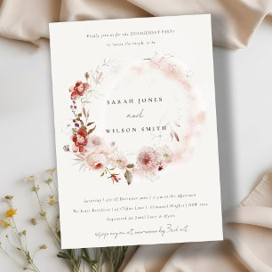 Dusky Herfst Marsala Blush Floral Wreath Verloving Kaart