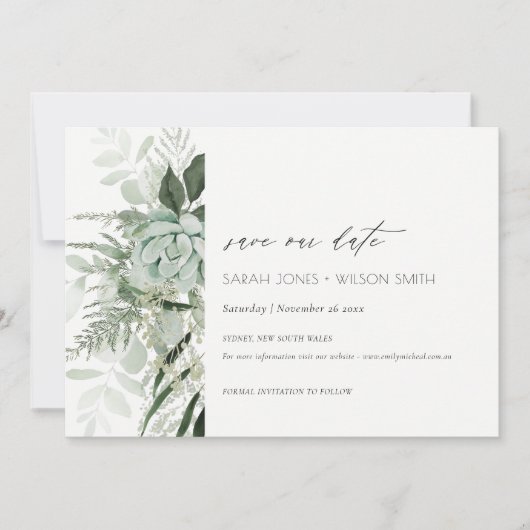 Dusky Leafy Fern Succulent Enregistrer la carte de (Devant)