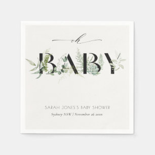 Dusky Leafy Fern Succulent Oh Baby shower Servet