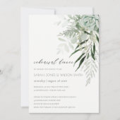 Dusky Leafy Fern Succulent Rehearsal Dinner Invite Bedankkaart (Voorkant)