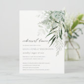 Dusky Leafy Fern Succulent Rehearsal Dinner Invite Bedankkaart (Staand voorkant)