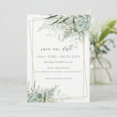 Dusky Leafy Fern Succulent Save the Date Kaart (Staand voorkant)