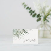 Dusky Leafy Fern Succulent Wedding Gift Registry Visitekaartje (Staand voorkant)