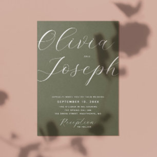 Dusky Olive Green Wedding   Minimalistische foto e Kaart