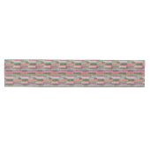 Dusky Paars en Roze Damask en Stripes Medium Tafelloper (Horizontaal)