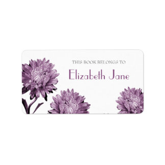 Dusky Paarse Aster Bookplate Labels