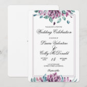 Dusky Paarse Floral Fall Wedding Uitnodiging (Voorkant / Achterkant)